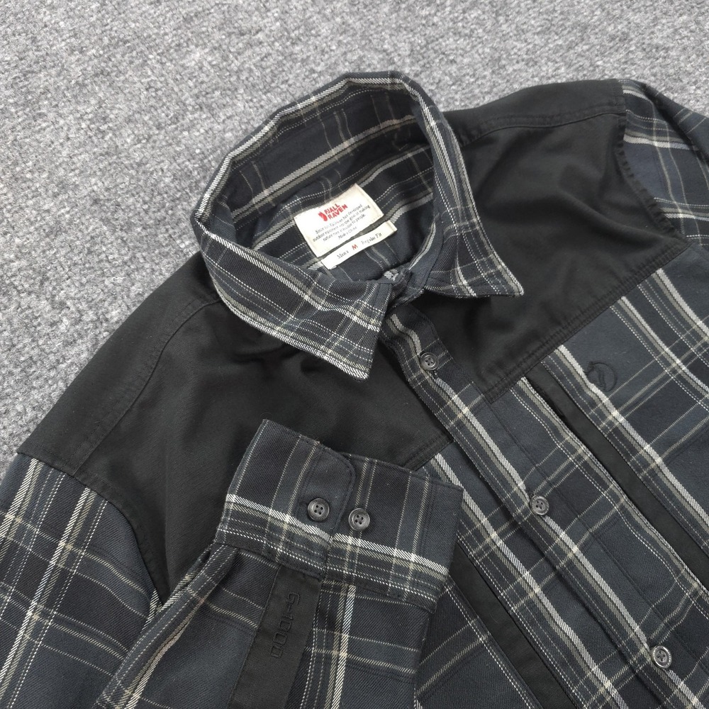 Fjallraven Shirt Mens Medium‎ Gray Plaid Singi Pro G1000 Hiking Outdoor Flannel